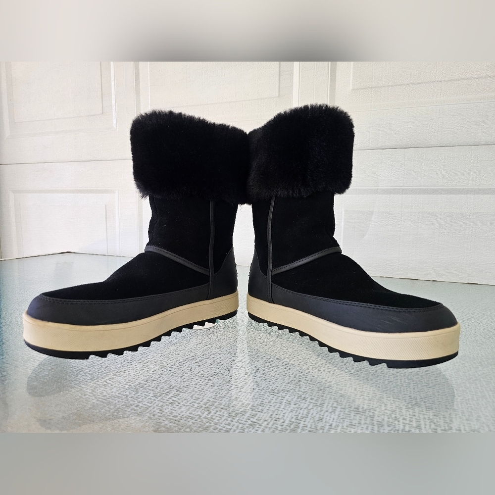 Koolaburra by UGG Black Faux Fur Winter Boots Cozy Platform Zip Warm Snow Boot - Picture 5 of 8